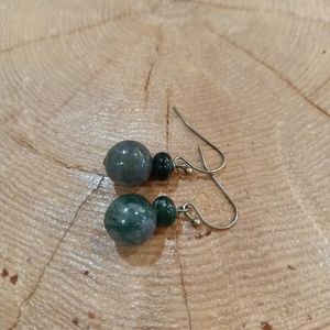Green Agate Moss Earrings